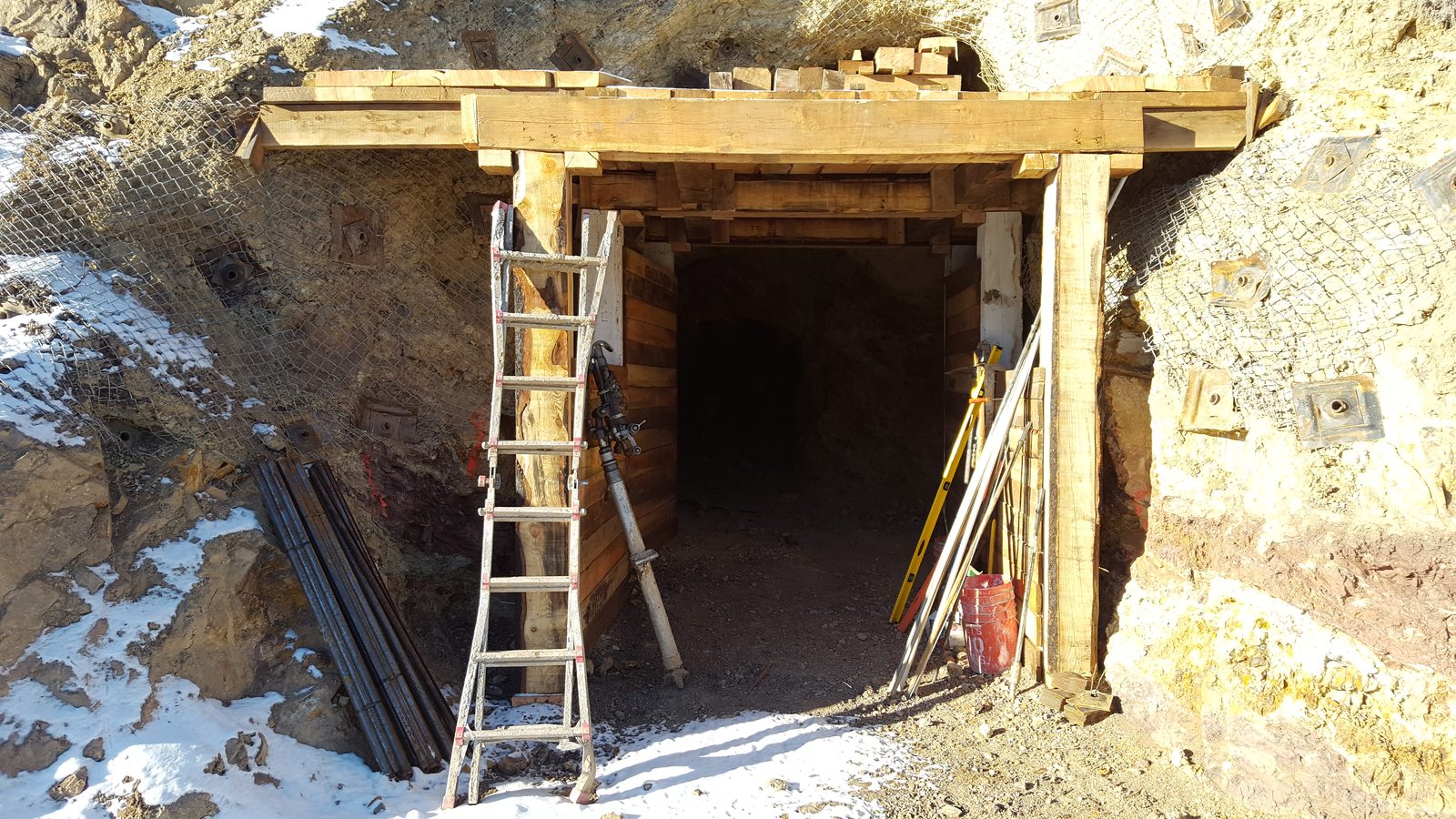 The rehabilitated Bayhorse Silver Mine portal
